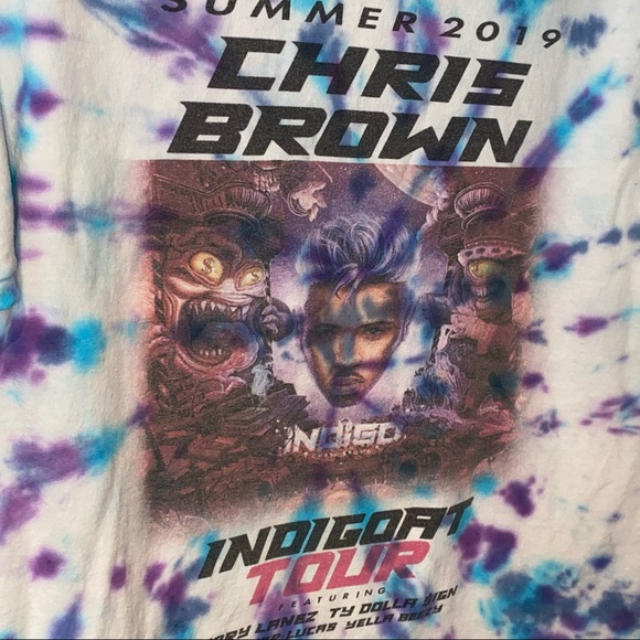 Chris Brown 2019 Indigoat Tour Concert Tie Dye Tee - Picture 2 of 5